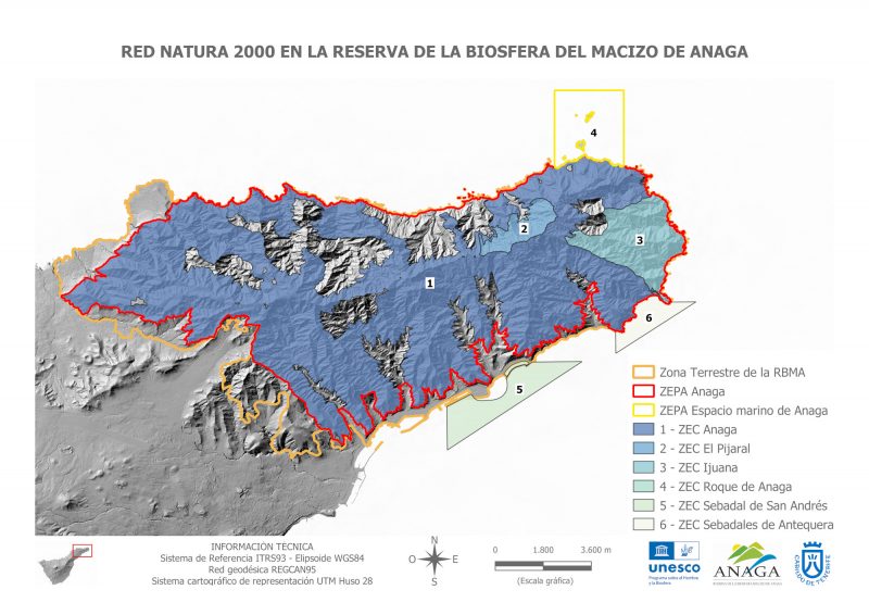 Red Natura 2000 en la Reserva de la Biosfera del Macizo de Anaga