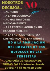 San Andrés dice NO a la ampliación horaria de los quioscos de Las Teresitas